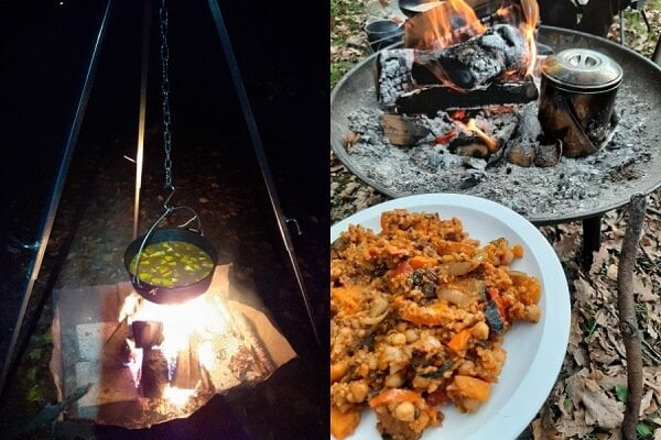Cook a winter curry over a campfire